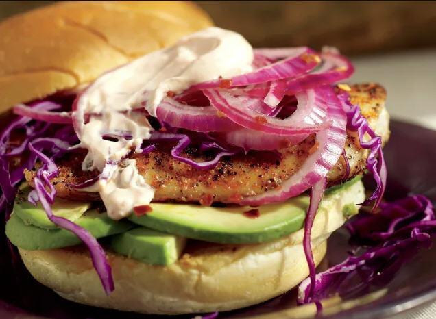 Blackened Fish Sandwich with Avocado and Cabbage recipe