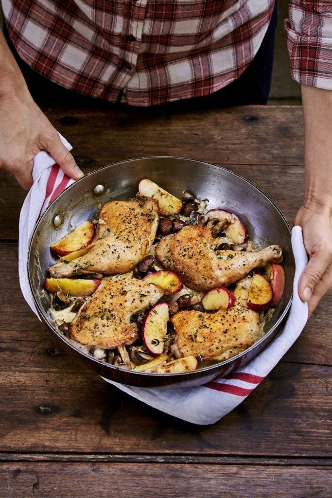 8. Creamy Thyme Chicken with Sautéed Apples and Mushrooms recipe