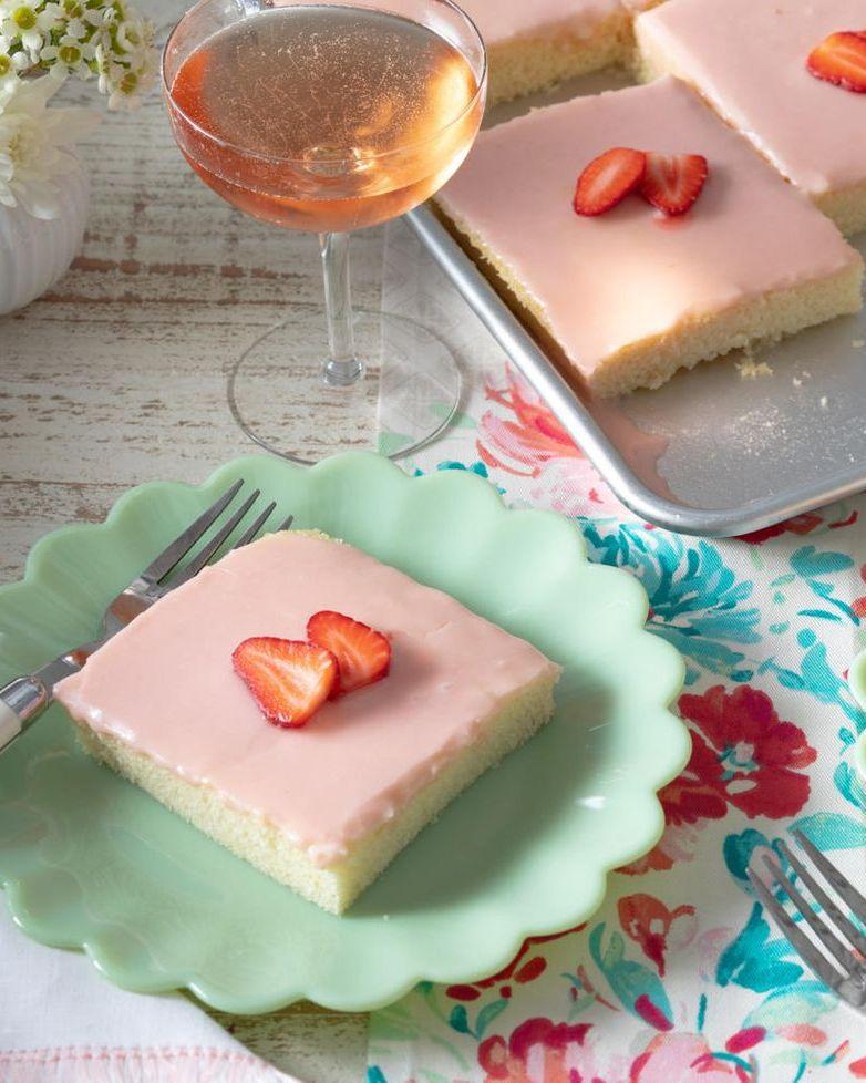 Strawberries and Rosé Sheet Cake recipe