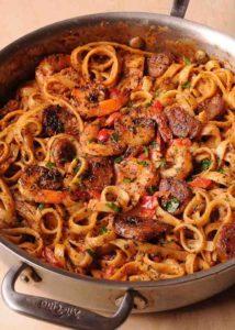 Creamy Cajun Shrimp Pasta with Sausage recipe