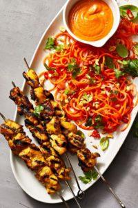Chicken Satay with Spiralized-Carrot Salad recipe