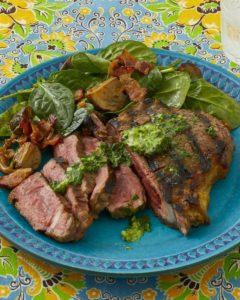 Garlic Butter Steak with Warm Spinach Salad recipe