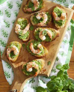 Snap Pea Pesto and Shrimp Crostini recipe