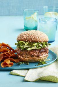 Turkey Burgers and Slaw with Sweet Potato Chips Recipe