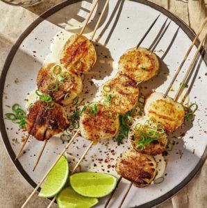 Grilled Scallops With Nori, Ginger, and Lime recipe