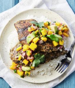 Grilled Jerk Chicken Cutlets with Mango Salsa recipe