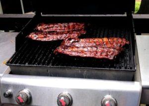 pork ribs on a gas grill