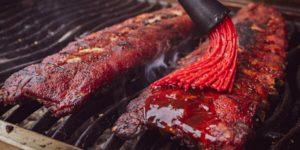 pork ribs on a gas grill