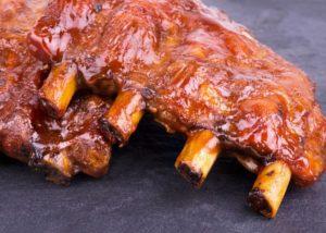 pork ribs on a smoker