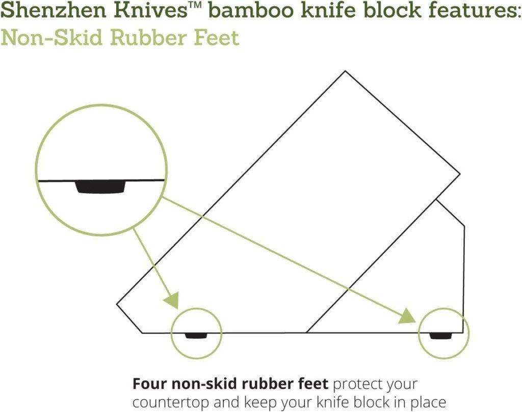 20 Slot Universal Knife Block: Shenzhen Knives Large Bamboo Wood Knife Block without Knives - Countertop Butcher Block Knife Holder and Organizer with Wide Slots for Easy Kitchen Knife Storage