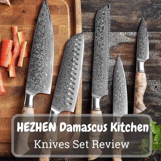 HEZHEN Damascus Kitchen Knives Set Review