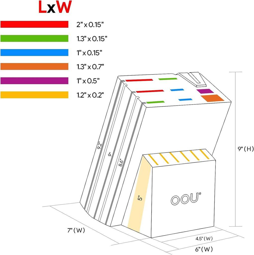 OOU! Home Knife Storage Block, Walnut Wooden Knife Block Holder, Universal Kitchen Knife Blocks with Built-in Sharpener, 14 Slots Knife Holder for Kitchen Counter, Without Knives