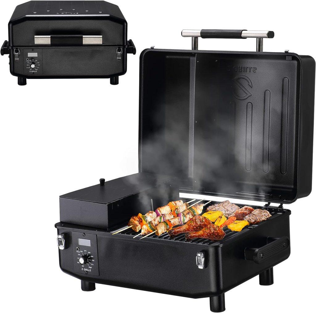 Z GRILLS ZPG-200A Portable Wood Pellet Grill  Smoker 8 in 1 BBQ Grill Digital Control System, 202 Sq in Black