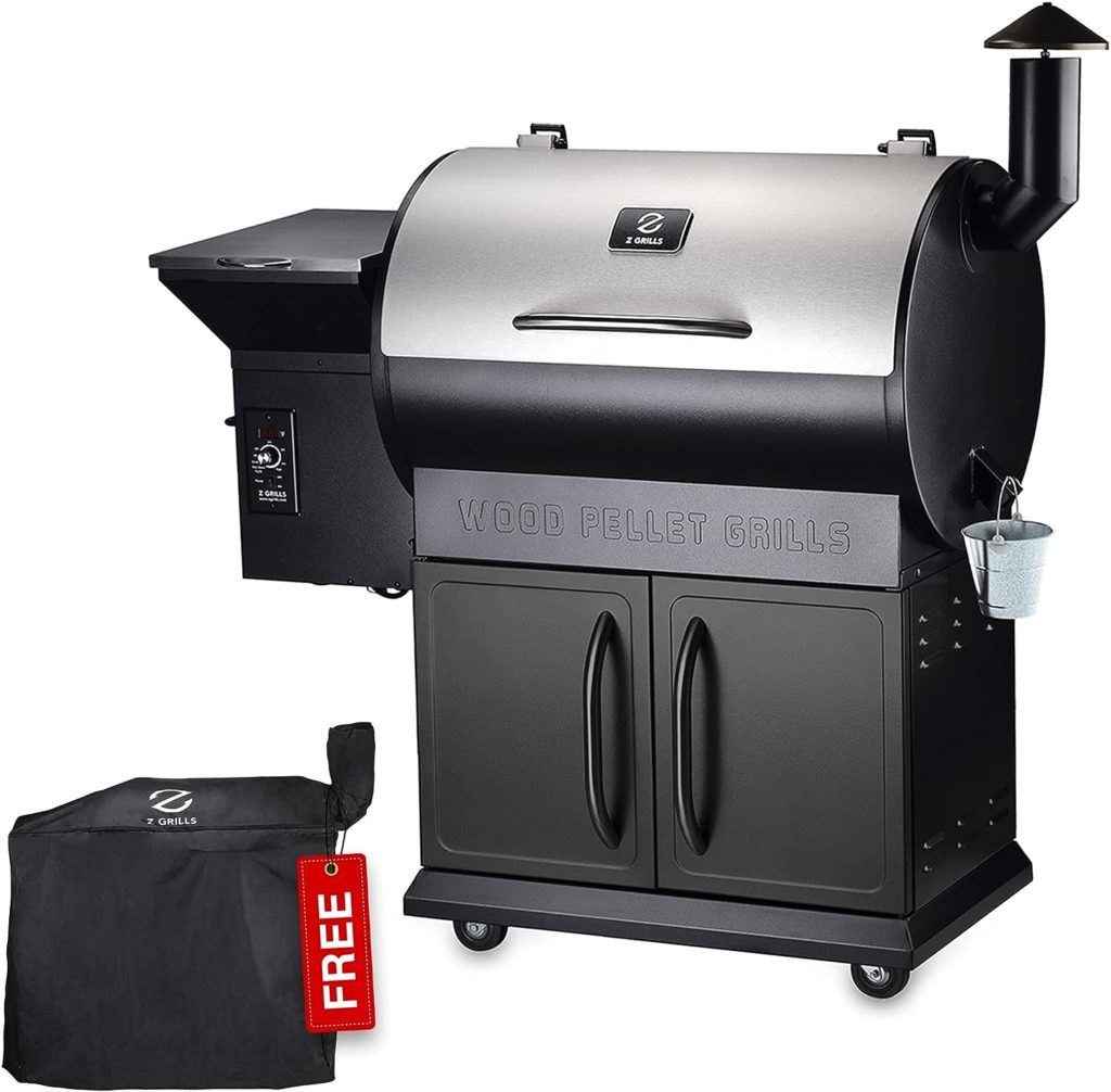 Z GRILLS ZPG-700E 2020 Upgrade Wood Pellet Grill  Smoker, 8 in 1 BBQ Grill Auto Temperature Control, inch Cooking Area, 700 sq in Stainless  Black