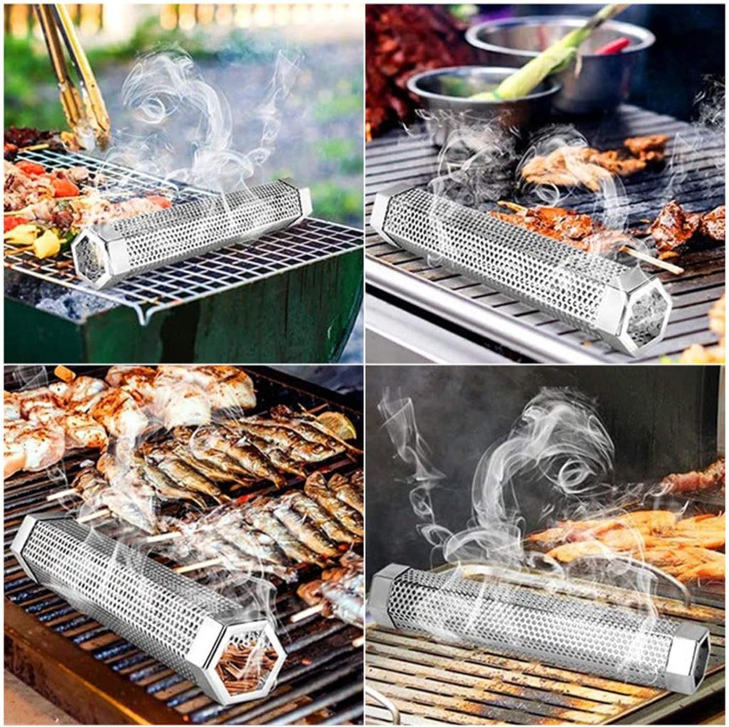 Loveerct Pellet Smoker Tube 12in Stainless Steel BBQ Smoke Tube for Hot or Cold Smoking 5 Hours of Billowing smoke,Stainless Steel Pellet Smoker Tube for All Grill or Smoker