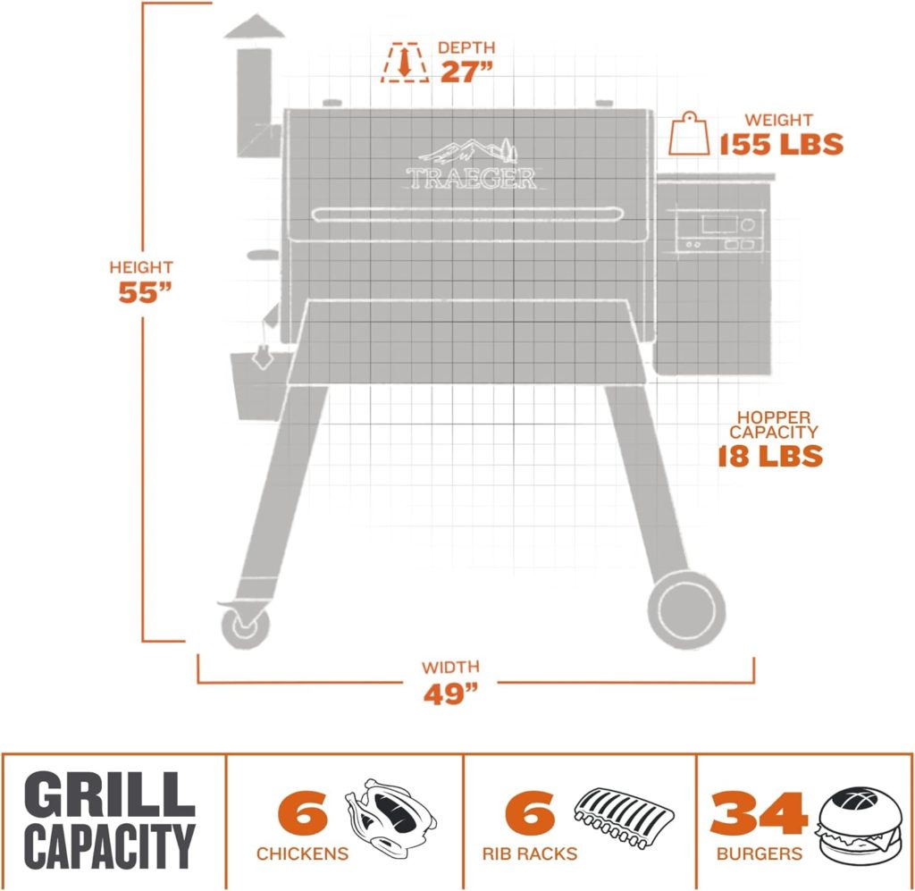 Traeger Grills Pro Series 780 Wood Pellet Grill and Smoker, Bronze  Grills BAC442 Pro 780 Ironwood 885 Folding Front Shelf, Large, Black  Full-Length Grill Cover - Pro 780