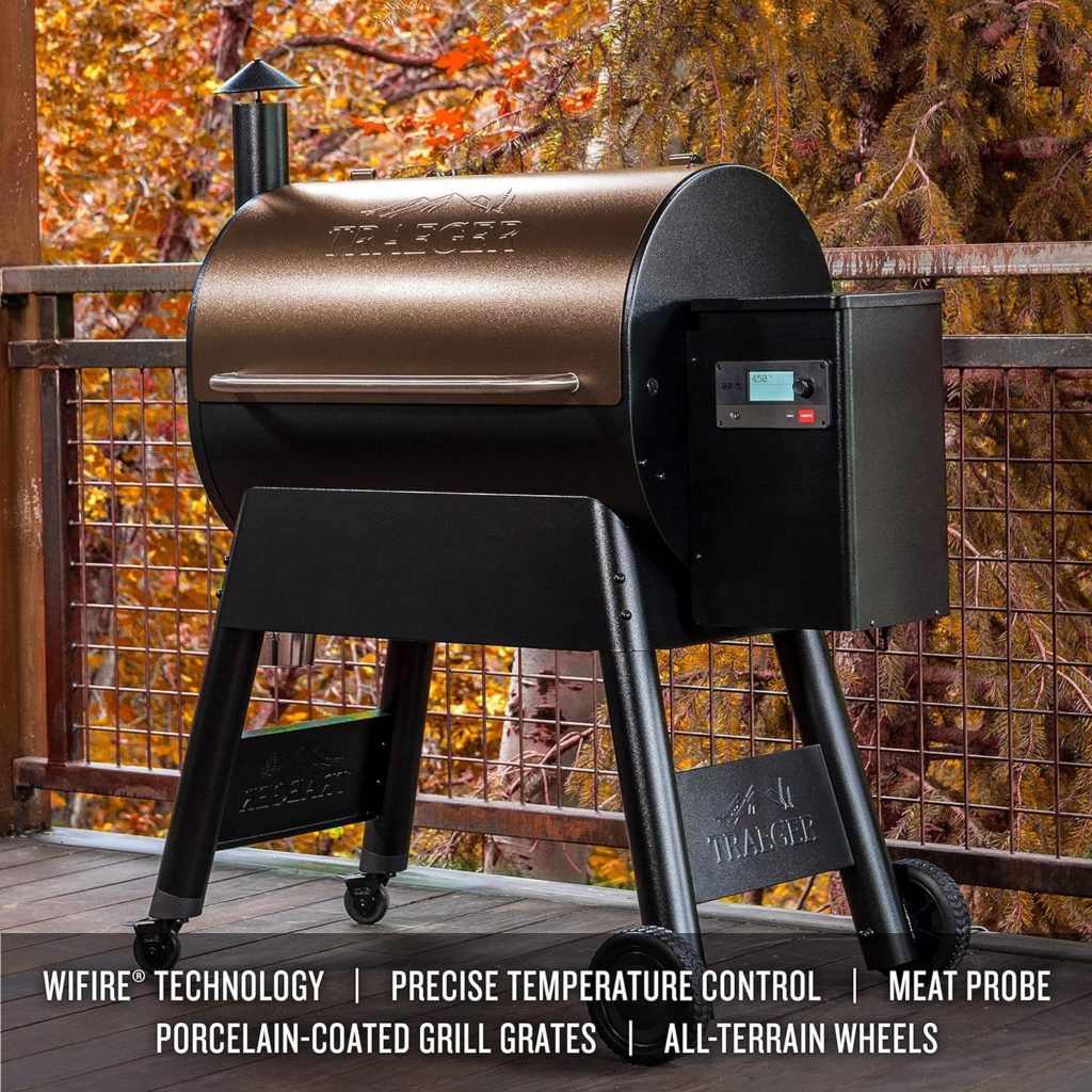 Traeger Grills Pro Series 780 Wood Pellet Grill and Smoker, Bronze  Grills BAC442 Pro 780 Ironwood 885 Folding Front Shelf, Large, Black  Full-Length Grill Cover - Pro 780