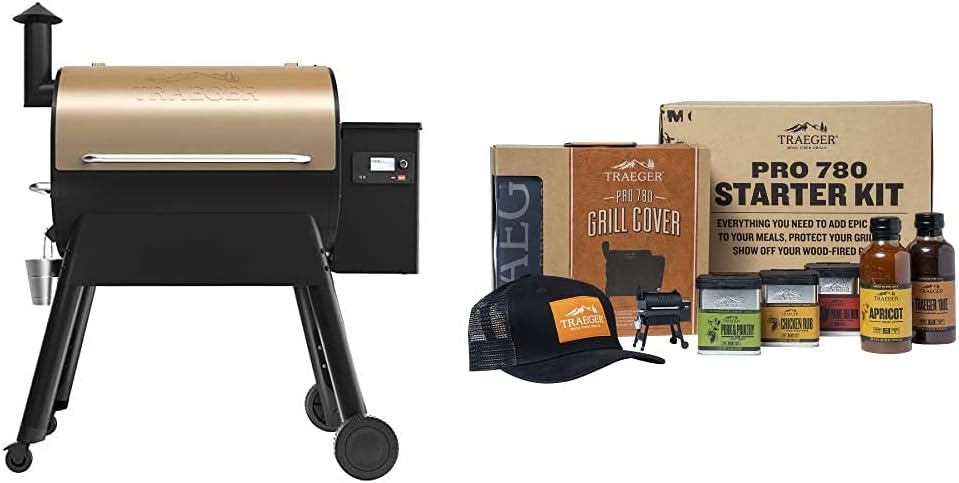 Traeger Grills Pro Series 780 Wood Pellet Grill and Smoker, Bronze  Grills BAC442 Pro 780 Ironwood 885 Folding Front Shelf, Large, Black  Full-Length Grill Cover - Pro 780