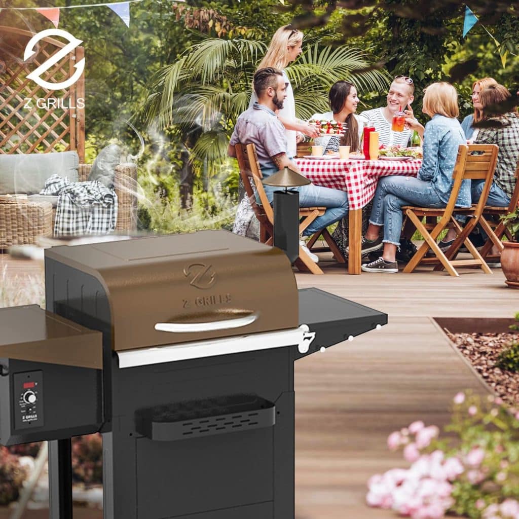 Z GRILLS ZPG-550A Wood Pellet Grill  Smoker, 16lbs Large Hopper Capacity, 585 sq in Cooking Area, 8 in 1 Versatility, Black