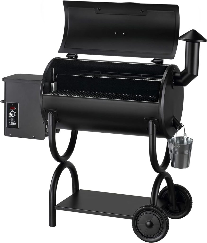 Z GRILLS ZPG-550A Wood Pellet Grill  Smoker, 16lbs Large Hopper Capacity, 585 sq in Cooking Area, 8 in 1 Versatility, Black