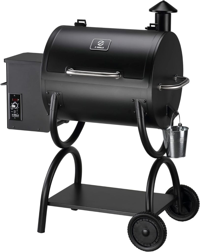 Z GRILLS ZPG-550A Wood Pellet Grill  Smoker, 16lbs Large Hopper Capacity, 585 sq in Cooking Area, 8 in 1 Versatility, Black