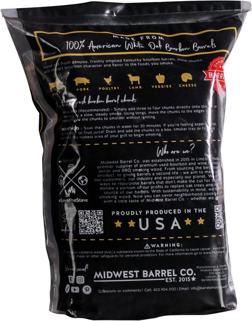 Midwest Barrel Company Authentic Barrel BBQ Smoking Wood (Bourbon Barrel Smoking Wood Chunks)