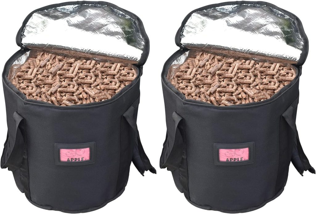 TOHONFOO 2PCS 20LBs Fuel Pellet Storage Bag - Wood Pellet Container - Smoker Pellet Dispenser - Wood Pellet Storage Bucket - Anti-Shock Foam Layer Reduces Wood Pellets/Charcoal Chipping