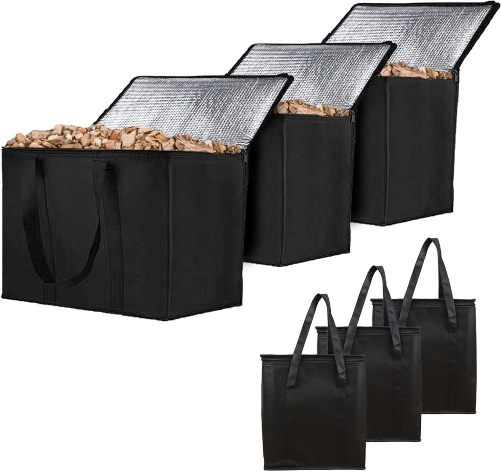 Wood Pellet Storage Containers for Smoker, 3Pack 20LBs Waterproof Fuel Pellet Storage Bag, Charcoal Storage Bag, Grill Pellet Storage Container for Charcoal, Grill, Campping, Outdoor