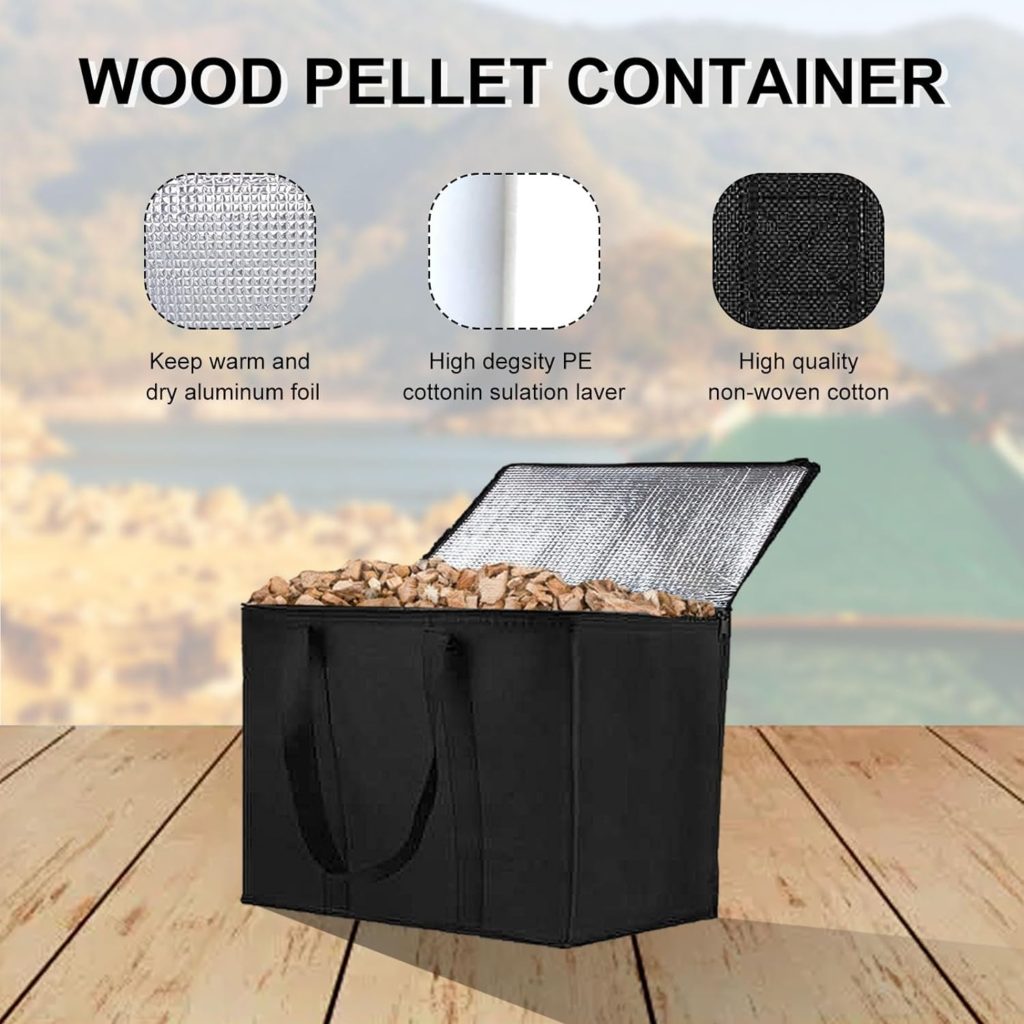 Wood Pellet Storage Containers for Smoker, 3Pack 20LBs Waterproof Fuel Pellet Storage Bag, Charcoal Storage Bag, Grill Pellet Storage Container for Charcoal, Grill, Campping, Outdoor