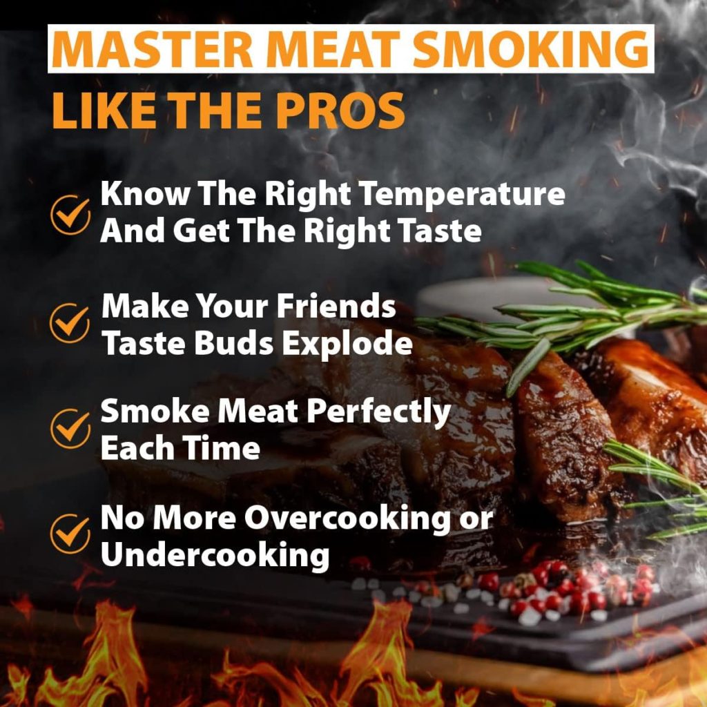 Best Improved Version Accurate Meat Smoking Guide Magnet 46 Popular Meats + Butcher Cuts of Beef Pork Lamb Chart Wood Flavors Target Temperature Time BBQ Pellet Smoker Grill Grilling Accessories Gifts