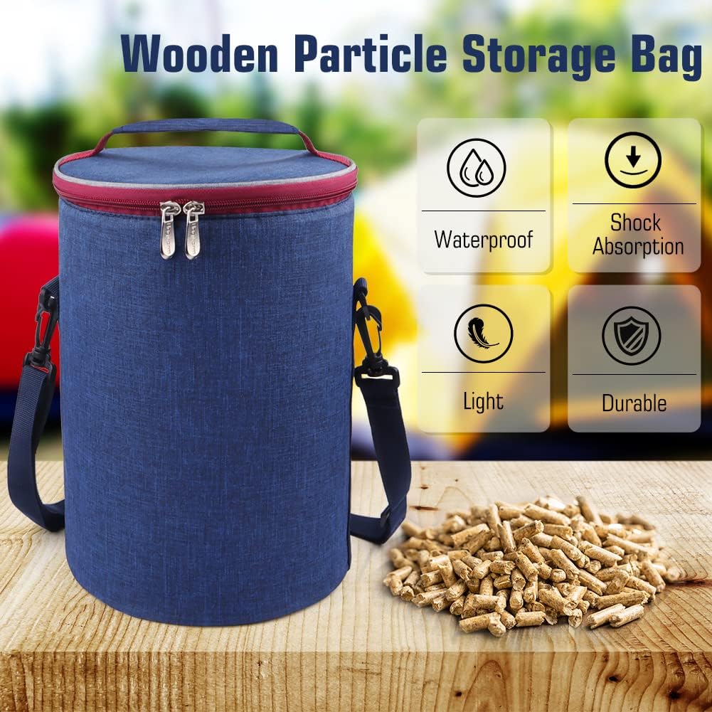 Fuel Pellet Storage Bag, Smoker Pellet Dispenser, Wood Pellet Container, Pellet Storage Bucket - Anti-Shock Foam Layer Reduces Wood Pellets/Charcoal Chipping