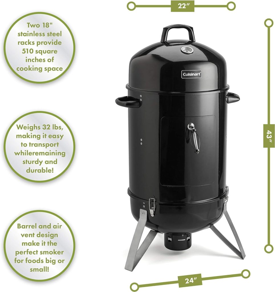 Cuisinart COS-116 Vertical Charcoal Smoker, Black