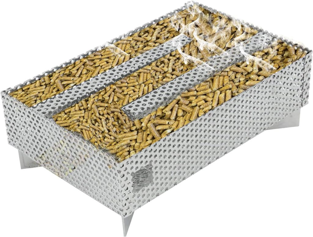 Finderomend Smoker Tray 12 Hours Pellet Maze Smoker Tray, Perfect for Hot and Cold Smoking Meat, Fish, Cheese Pork Smoking with Wood Pellets - Works in Any Type of Grill or Smoker, 5 x 8