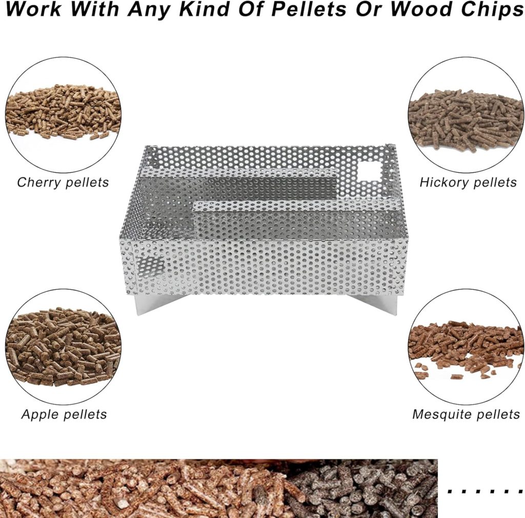 Finderomend Smoker Tray 12 Hours Pellet Maze Smoker Tray, Perfect for Hot and Cold Smoking Meat, Fish, Cheese Pork Smoking with Wood Pellets - Works in Any Type of Grill or Smoker, 5 x 8