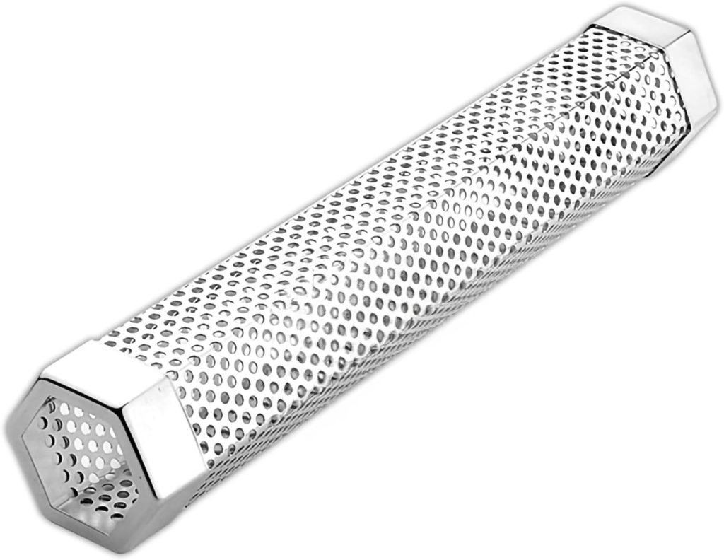 FixtureDisplays® Smoker Tube Stainless Steel BBQ Gas Grill Smoker Tube Mesh Tube Pellets Smoke Box Barbecue Accessory (2 inches Hex 11.8 inches Length) 15742-NPF