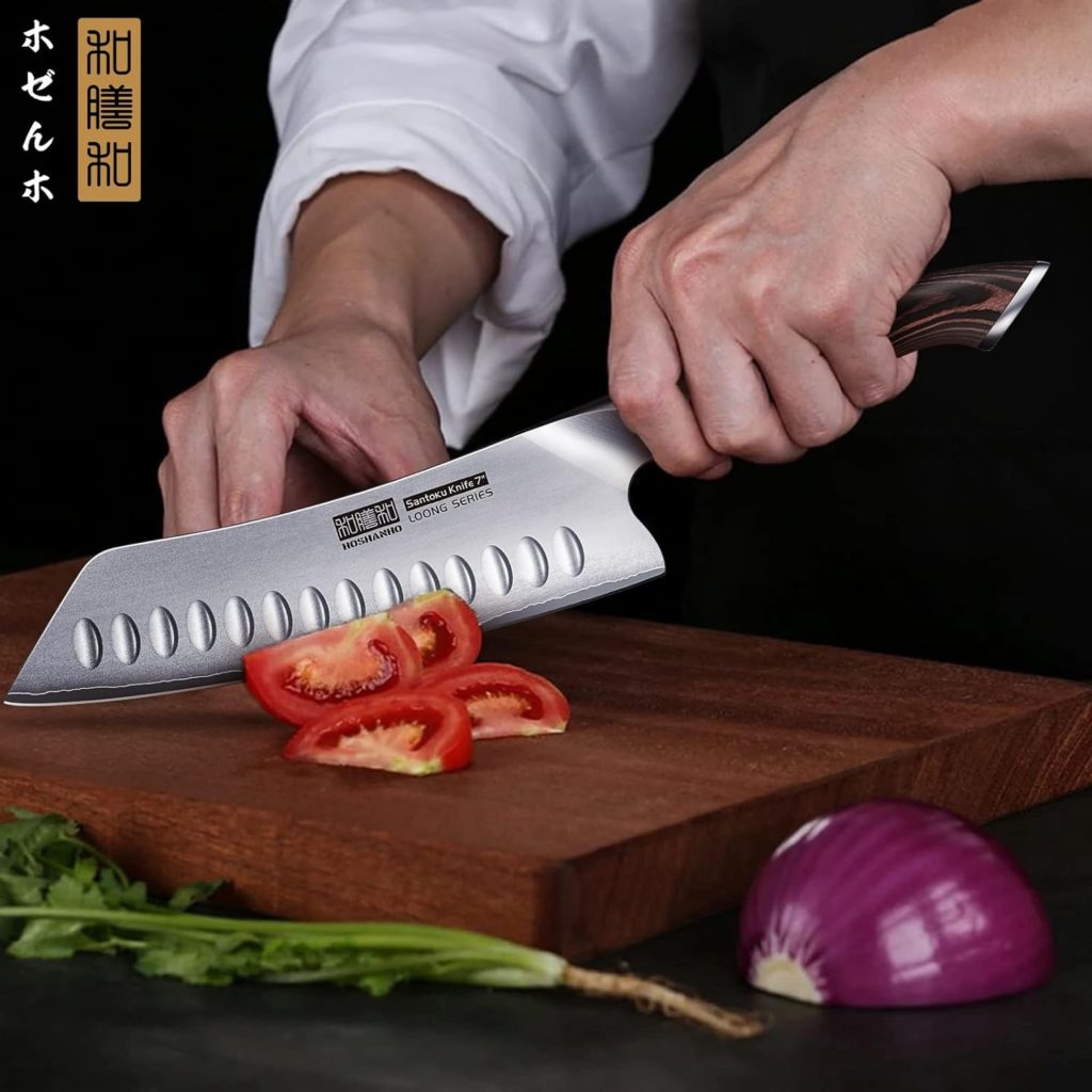 HOSHANHO Kitchen Knife in Japanese Steel AUS-10  7 Inch Japanese Santoku Knives  6 Inch Kitchen Utility Knife