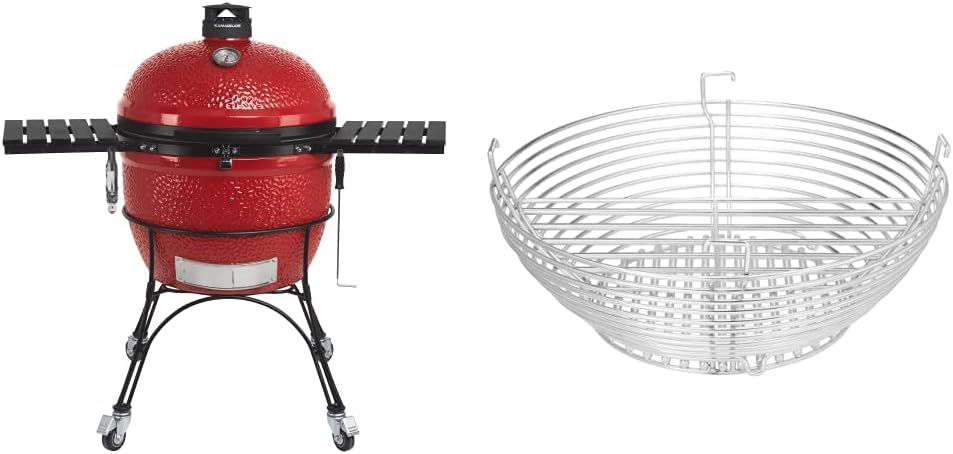 Kamado Joe KJ23RHC Classic Joe II 18-inch Charcoal Grill with Cart and Side Shelves, Blaze Red