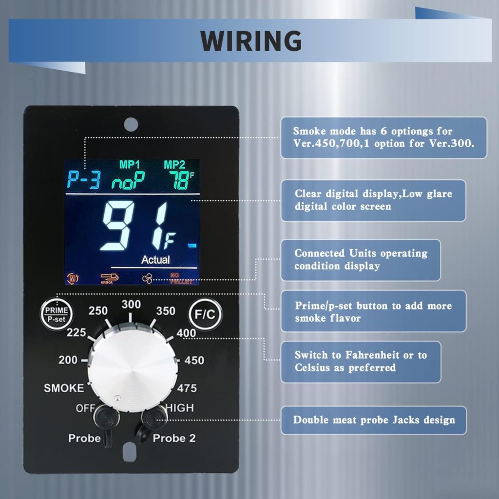 Pit Boss Control Board Digital Thermostat Kit Replacement for Universal Grill and Smoker PID Control Board/Thermostat for Pit Boss/Traeger/Zgrill Pellet Grill Smoker