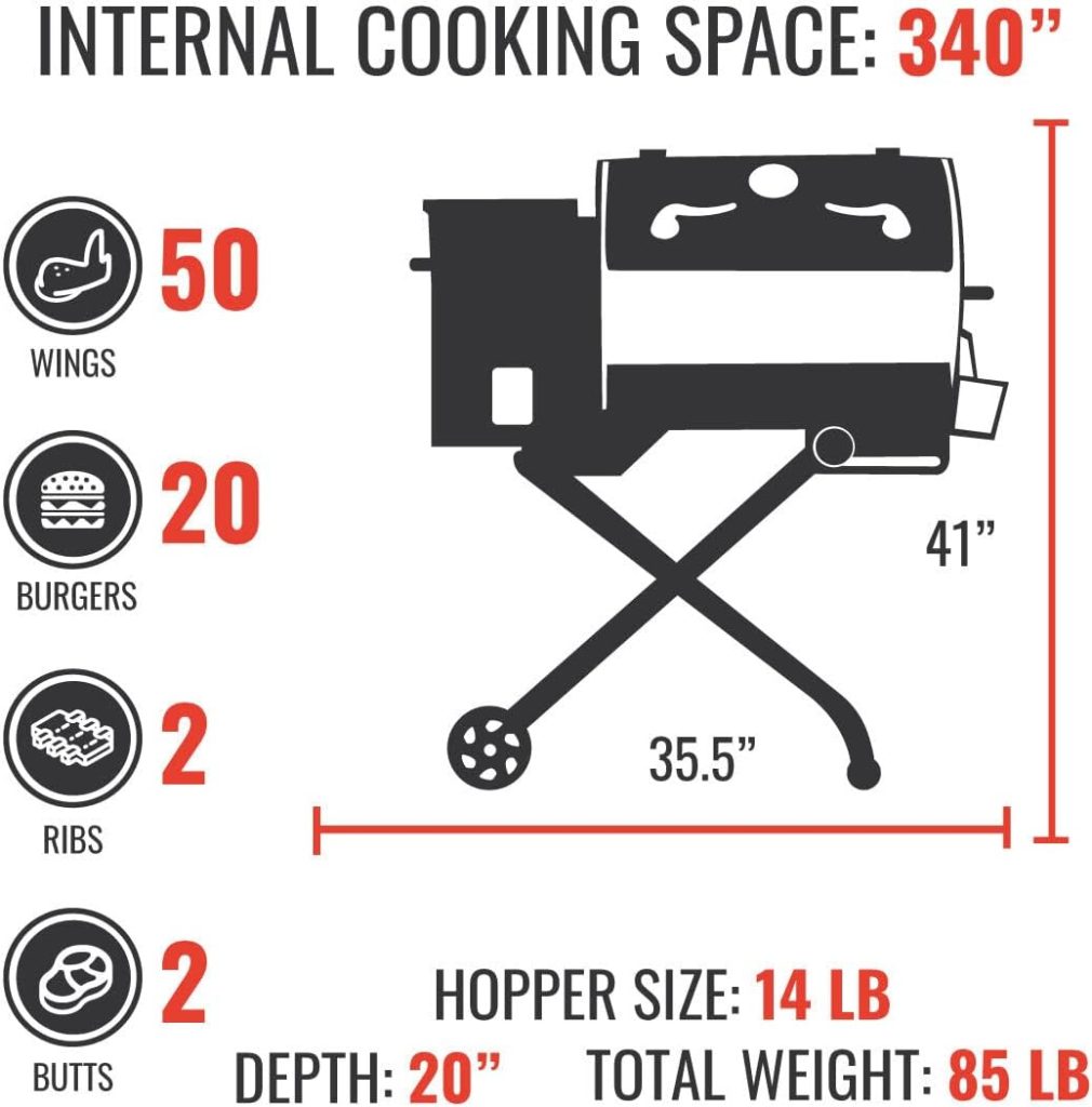 recteq Road Warrior 340 Portable Pellet Grill | Electric Pellet Smoker Grill, BBQ Grill, Outdoor Grill - Wood Pellets - Grill, Sear, Smoke, and More! | Perfect for Camping and Tailgates