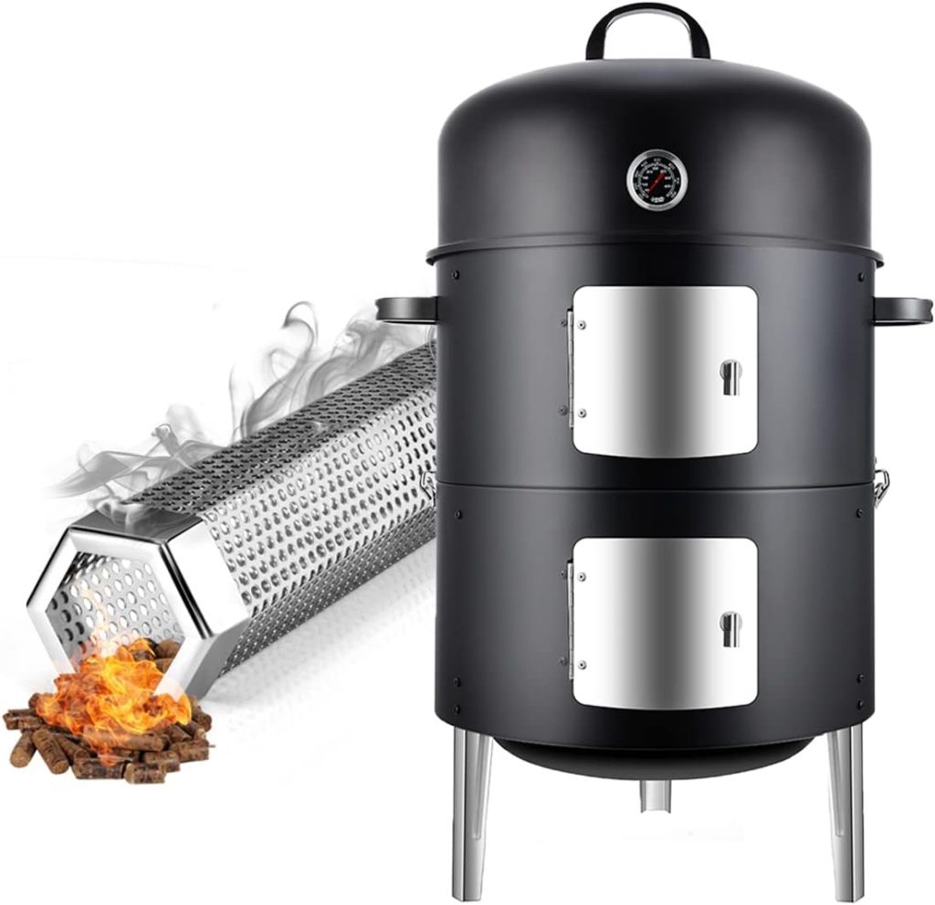 Realcook 17inch Charcoal Smoker Grill with Pellet Smoker Tube