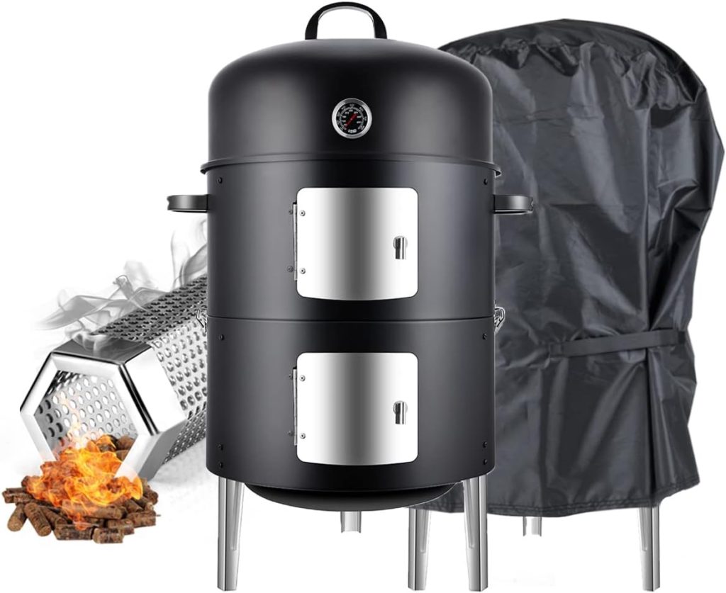 Realcook Charcoal Smoker Grill with Pellet Smoker Tube  Smoker Cover