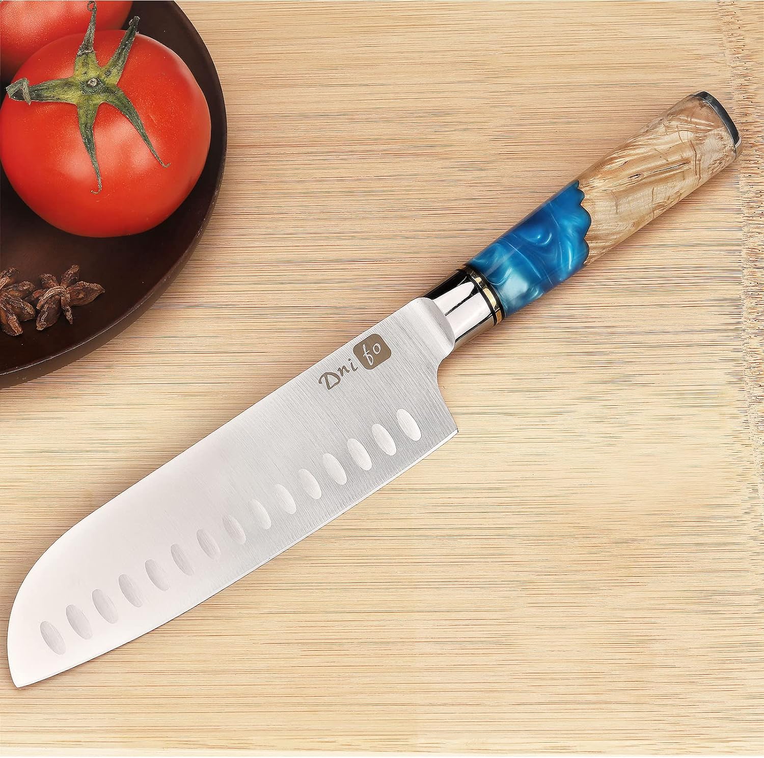 Chef Knife, 8-inch Japanese Kiritsuke Chef Knife, Super Sharp Stainless Steel Professional High Carbon Japanese Kitchen Knife, Ergonomic Resin Wood Handle with Sheath Gift Box