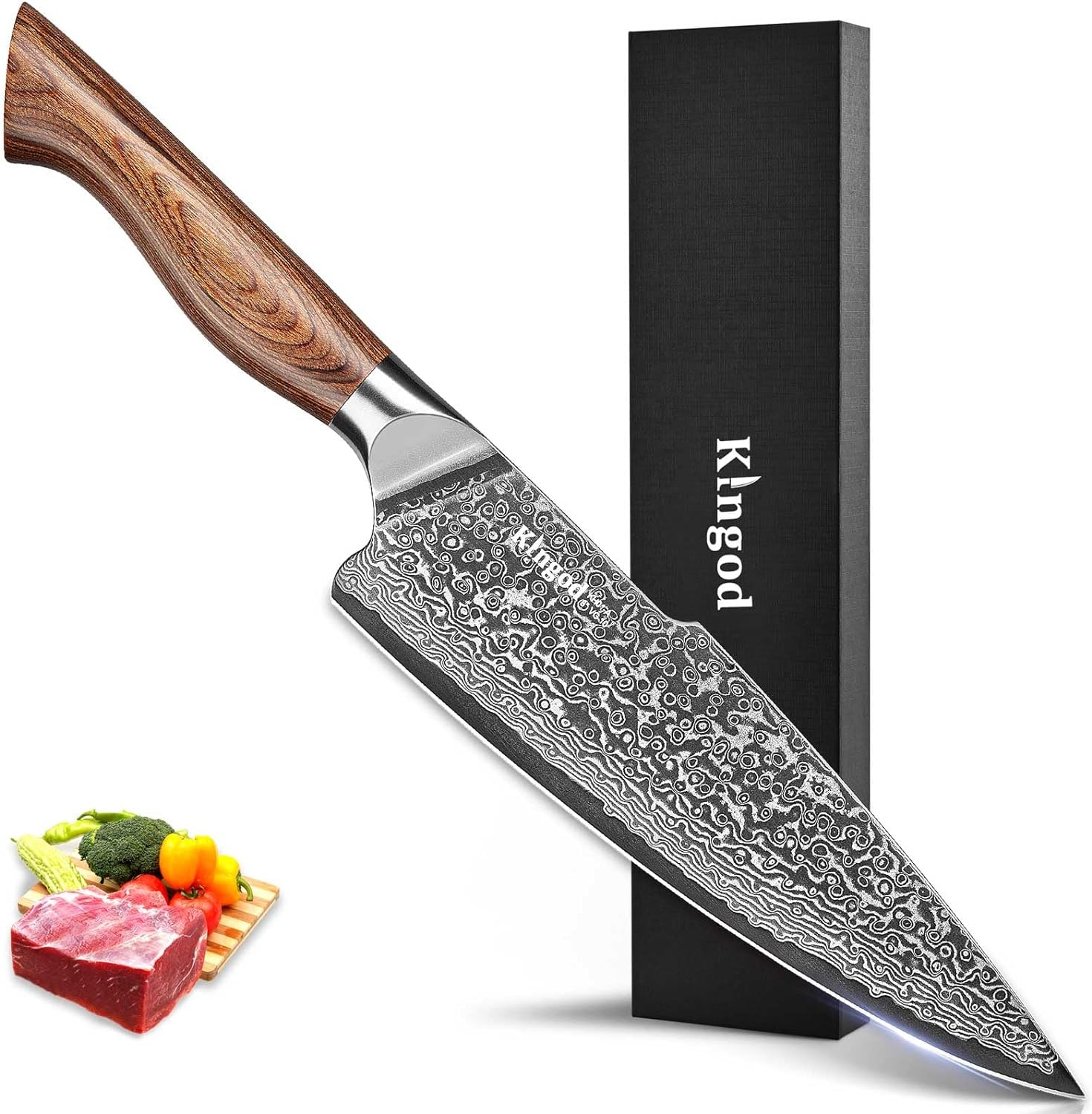 Chef Knife - 8 inch Japanese VG10 Core - Super Sharp Kitchen Knife - Ergonomic Handle - Multipurpose Cooking Knife - Professional Chef knife for Home Restaurant