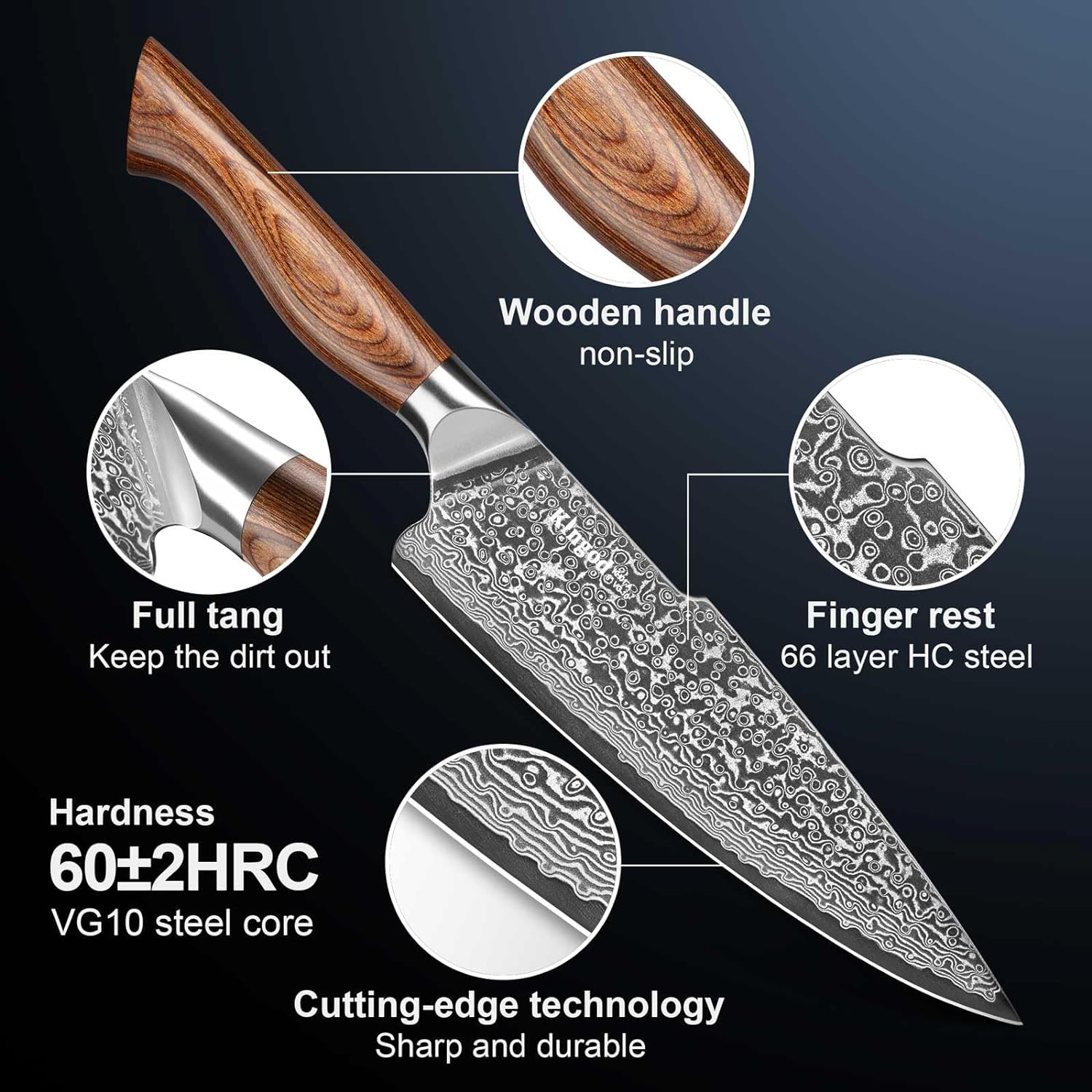 Chef Knife - 8 inch Japanese VG10 Core - Super Sharp Kitchen Knife - Ergonomic Handle - Multipurpose Cooking Knife - Professional Chef knife for Home Restaurant