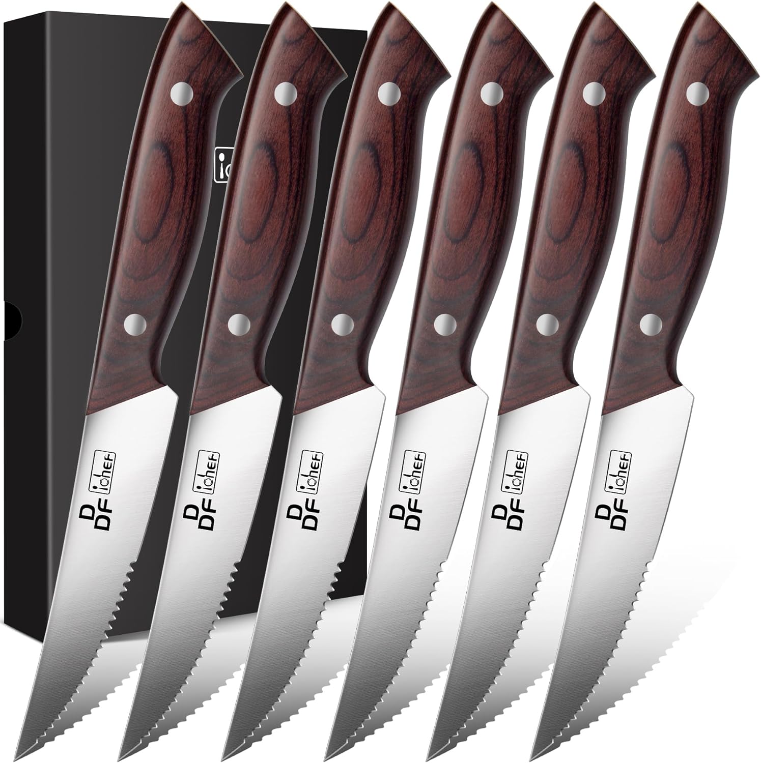 DDF iohEF Kitchen Knife Set, 16-Piece Knife Sets for Kitchen with Block Japanese Stainless Steel Knives Set with Sharpener Ultra Sharp Professional Chef Knife Set with Ergonomic Handle for Cutting