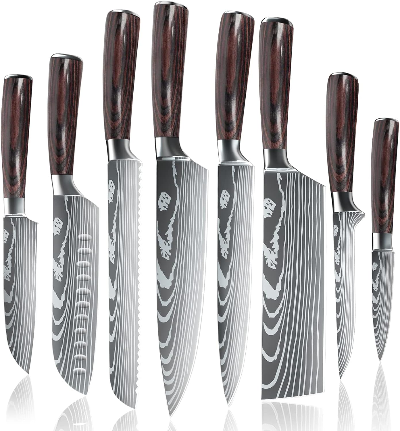 Dfito Kitchen Knife Sets, 3.5-8 Inch, Boxed 440A Stainless Steel Ultra Sharp Japanese Knives, 10 Pieces, for Professional Chefs