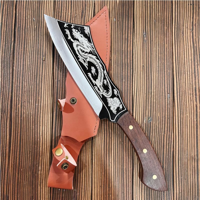 Dragon Slaying Knife, 8.2 Inch Handmade Black Dragon Knife Japanese Titanium Steel Version, Kitchen Knives Perfect for Cutting, Boning, and Chopping Needs, with Comfort Handle with Sheath