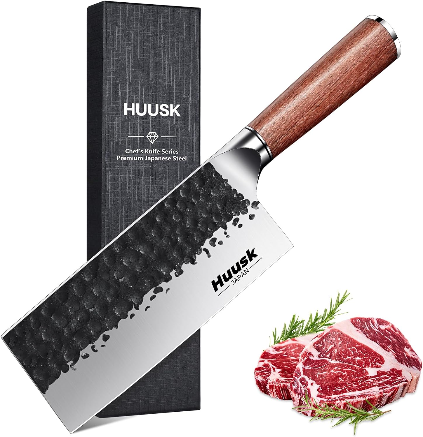 Kiritsuke Chef Knife - 9 Inch Japanese Kitchen Knife, Professional High Carbon Steel Sharp Sushi knife with Ergonomic Rosewood Handle for Meat, Fish, Vegetables