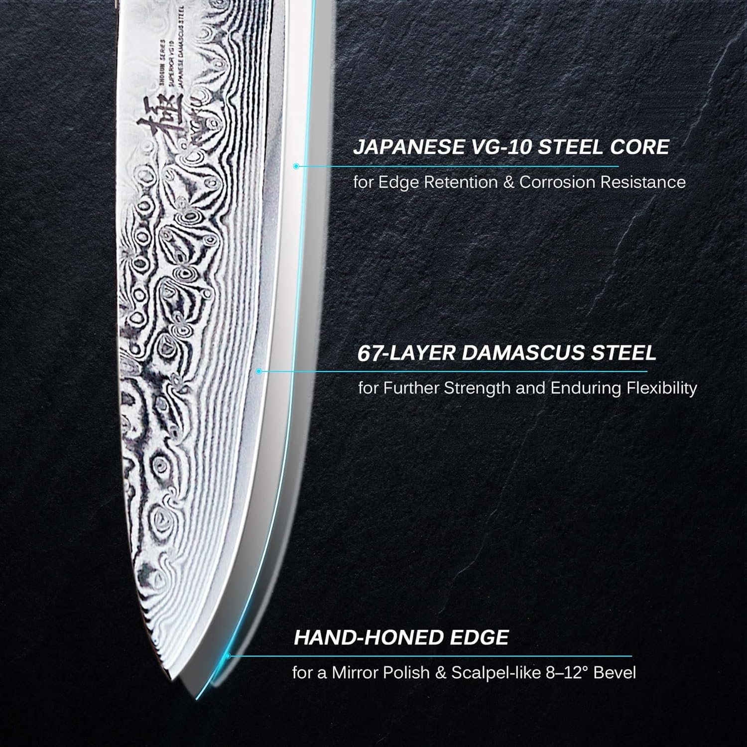 KYOKU Chef Utility Knife - 6 - Shogun Series - Japanese VG10 Steel Core Forged Damascus Blade - with Sheath  Case