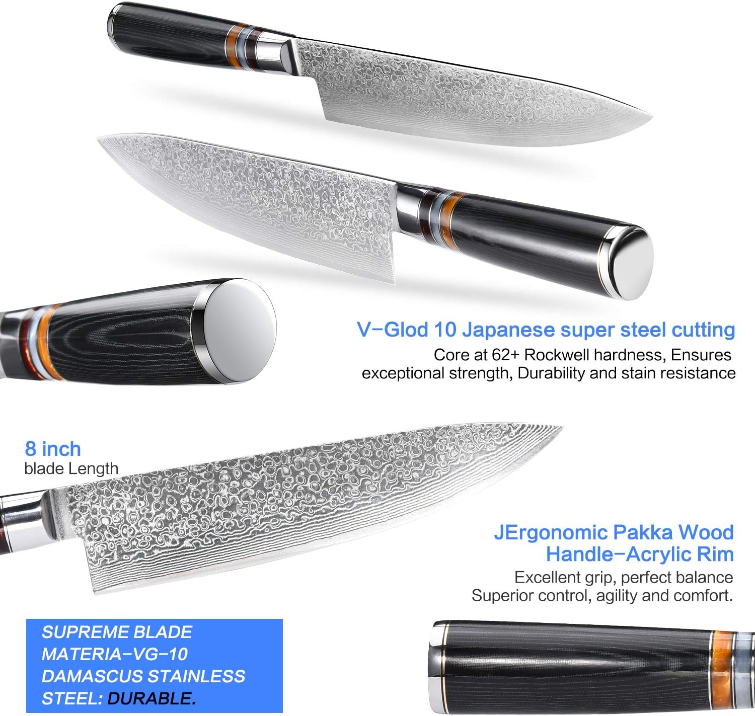 Utility Chef Knife 6 Inch Chef knife Japanese Damascus Utility Kitchen Knife Japanese Paring Knife Damascus Steel High Carbon 67-Layer Ultra Sharp Kitchen Meat Cutting Gyuto Chef Knife [Gift Box]